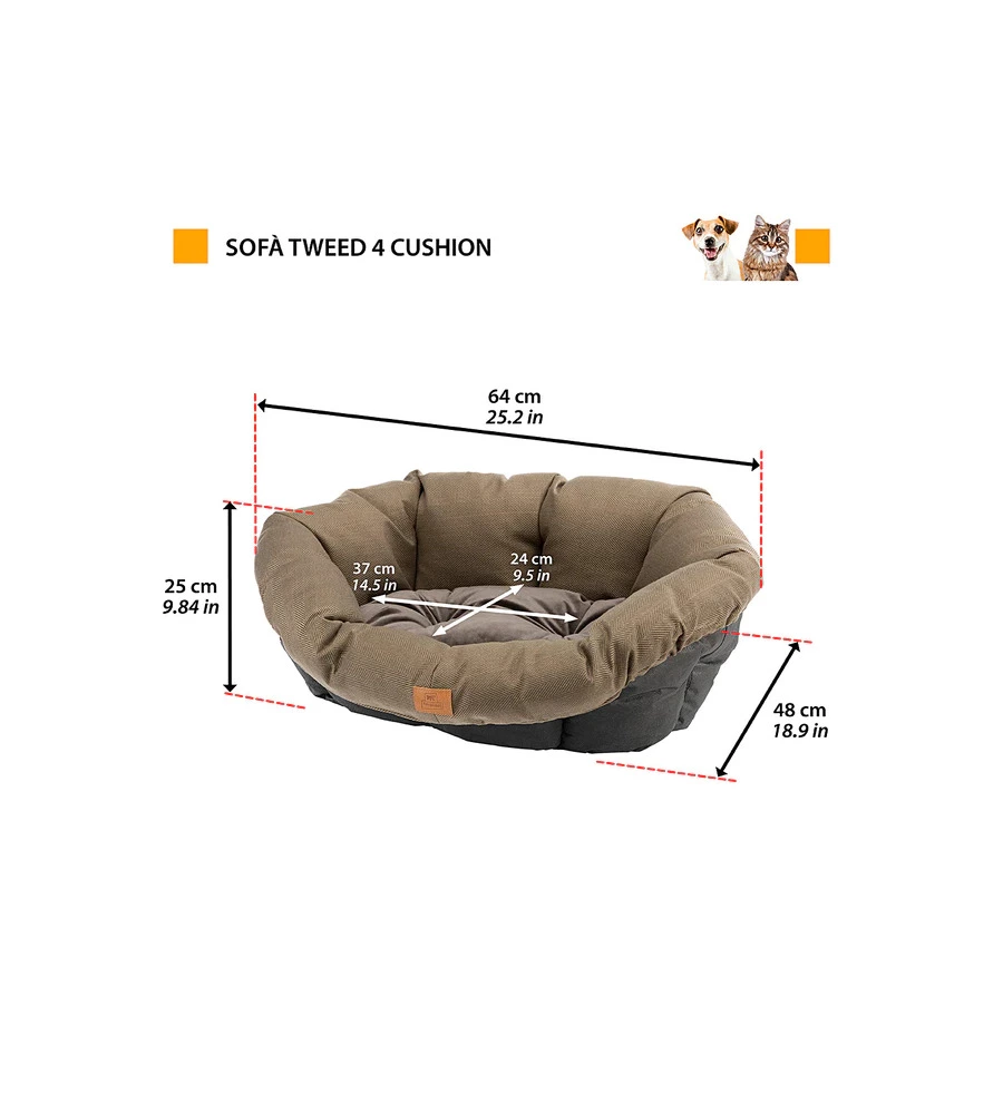 RICAMBIO CUSCINO PER CUCCIA "SIESTA DELUXE", 64X48X25 CM - FERPLAST