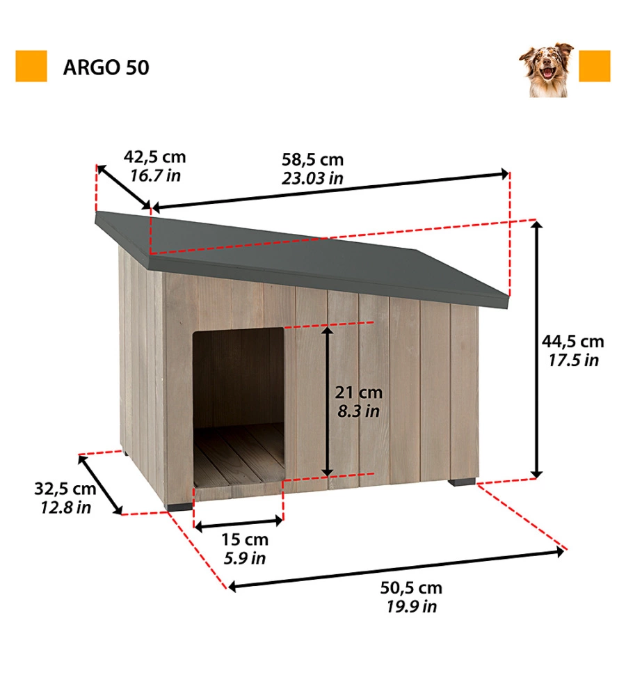 CUCCIA DA ESTERNO "ARGO 50" IN LEGNO DI PINO, 58,5X42,5X44,5 CM - FERPLAST