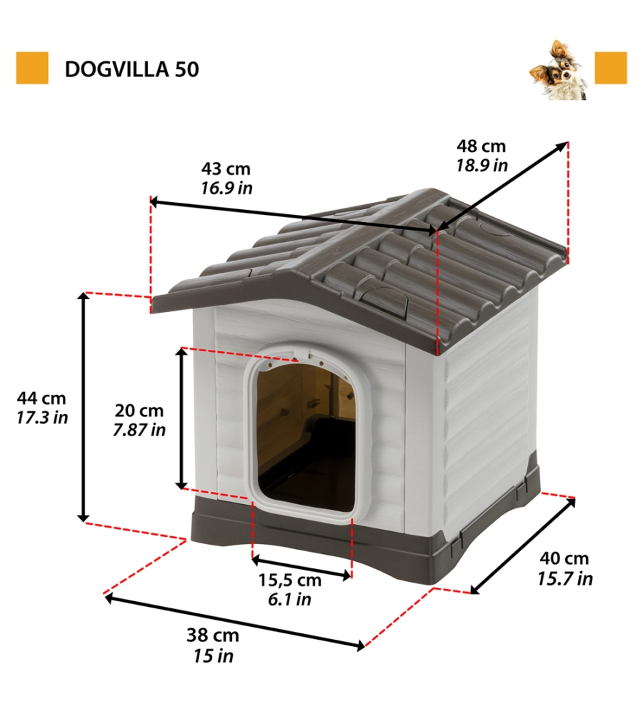 CUCCIA PER CANI DA ESTERNO FERPLAST "DOGVILLA 50", 43X48X44 CM