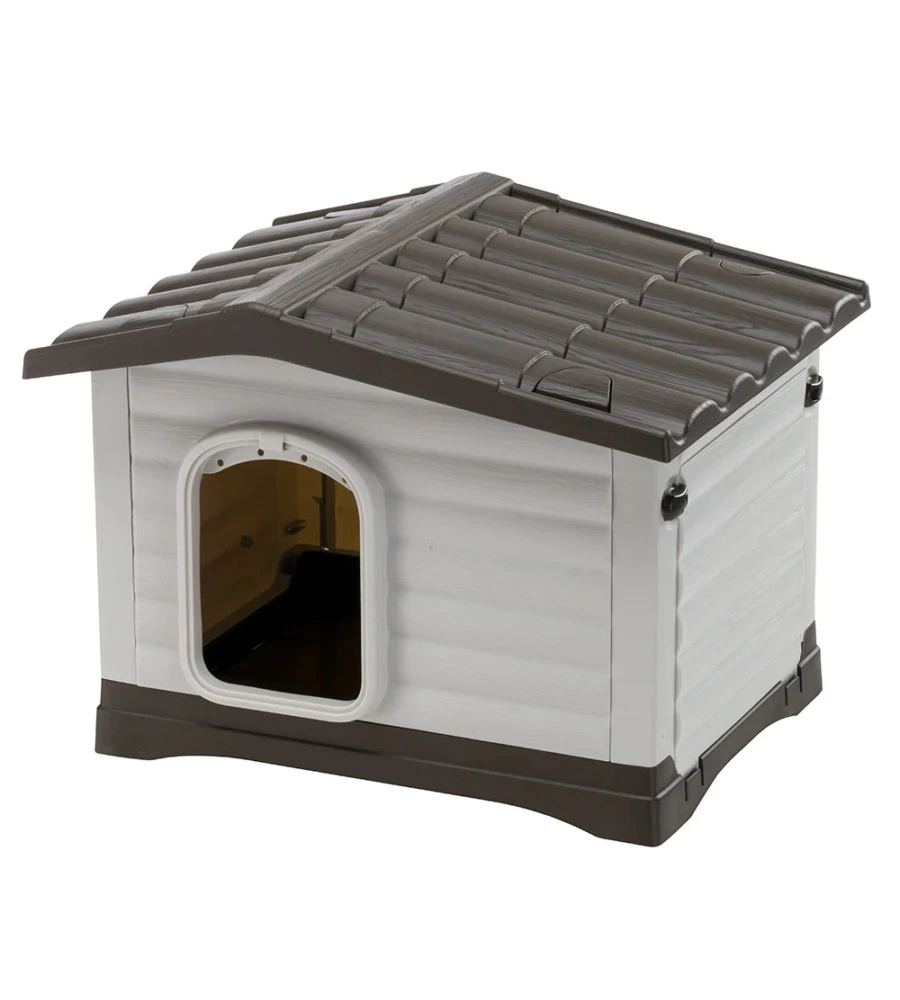 CUCCIA PER CANI DA ESTERNO FERPLAST "DOGVILLA 60" CON PARETE RIBALTABILE IN RESINA GRIGIO 58X48X44 CM