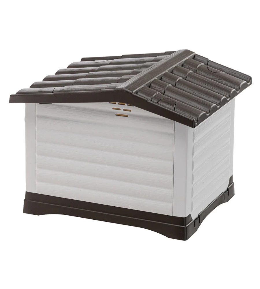 CUCCIA PER CANI DA ESTERNO FERPLAST "DOGVILLA 60" CON PARETE RIBALTABILE IN RESINA GRIGIO 58X48X44 CM