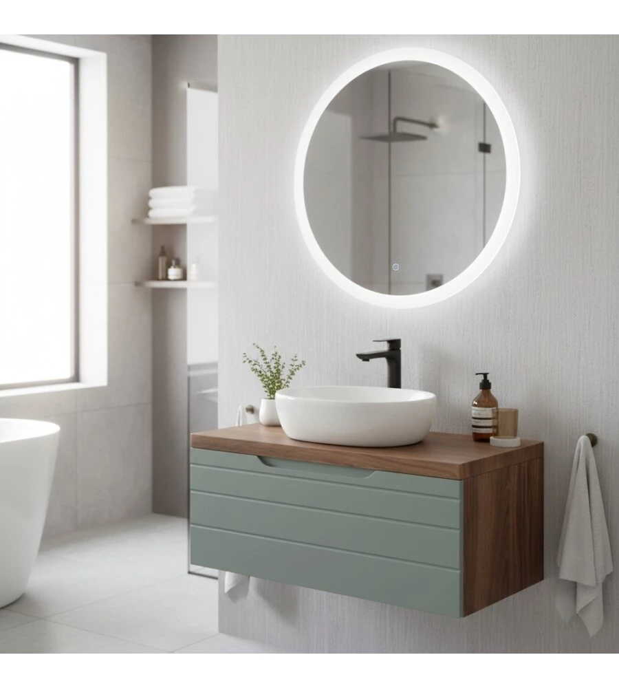 MOBILE BAGNO SOSPESO "AMALFI" VERDE SALVIA, 90X46X40 CM