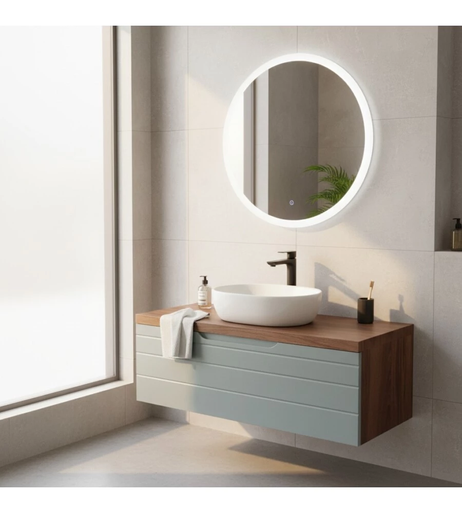 MOBILE BAGNO SOSPESO "AMALFI" VERDE SALVIA, 110X46X40 CM