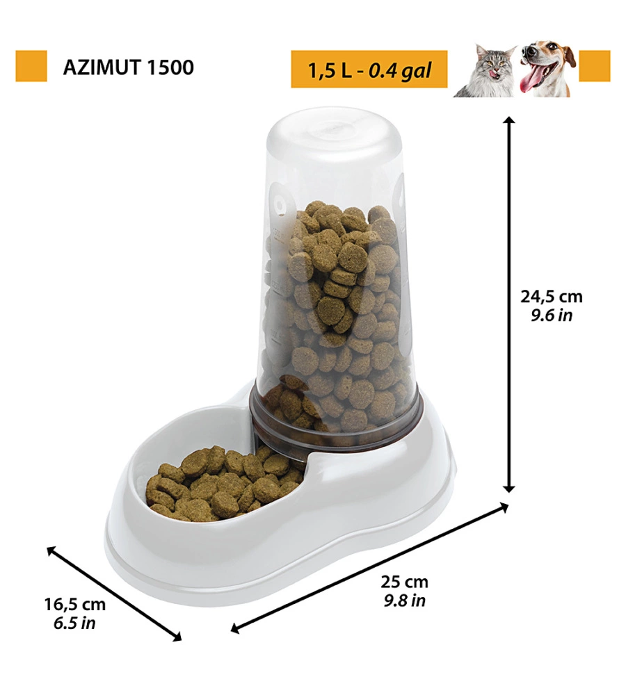 DISTRIBUTORE DI CIBO O ACQUA PER CANI E GATTI "AZIMUT 1500", BIANCO - FERPLAST