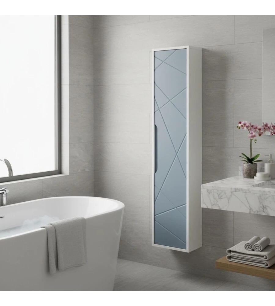 MOBILE SOSPESO "FURORE" AZZURRO POLVERE, 30X24X150 CM