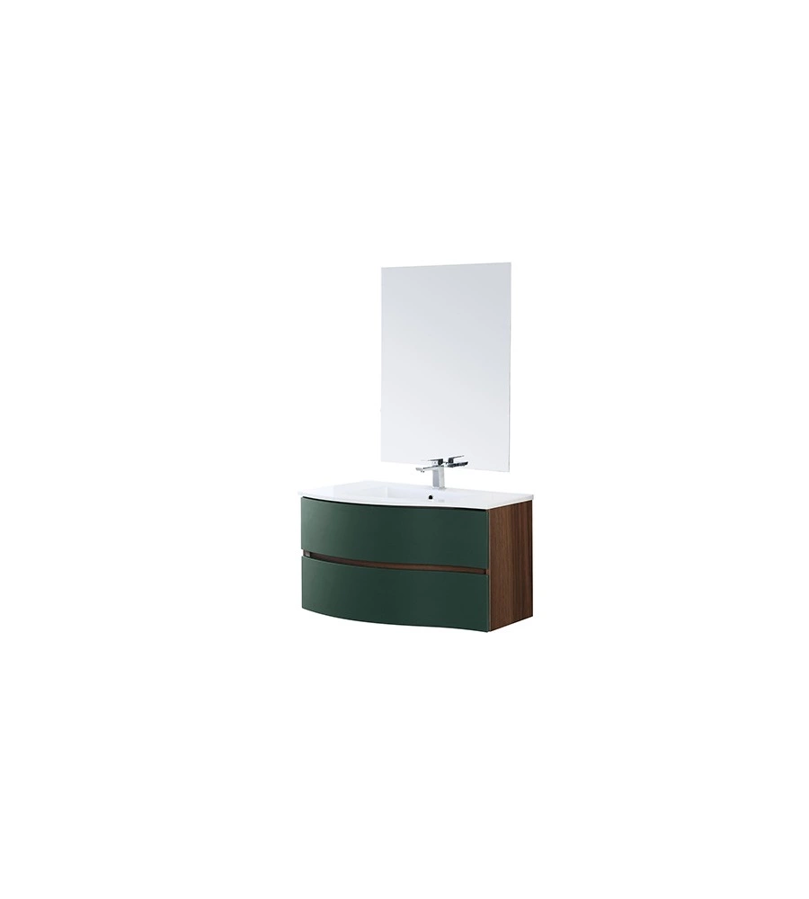 MOBILE BAGNO SOSPESA "MINORI" AD ONDA VERDE, 91X51,5X50 CM