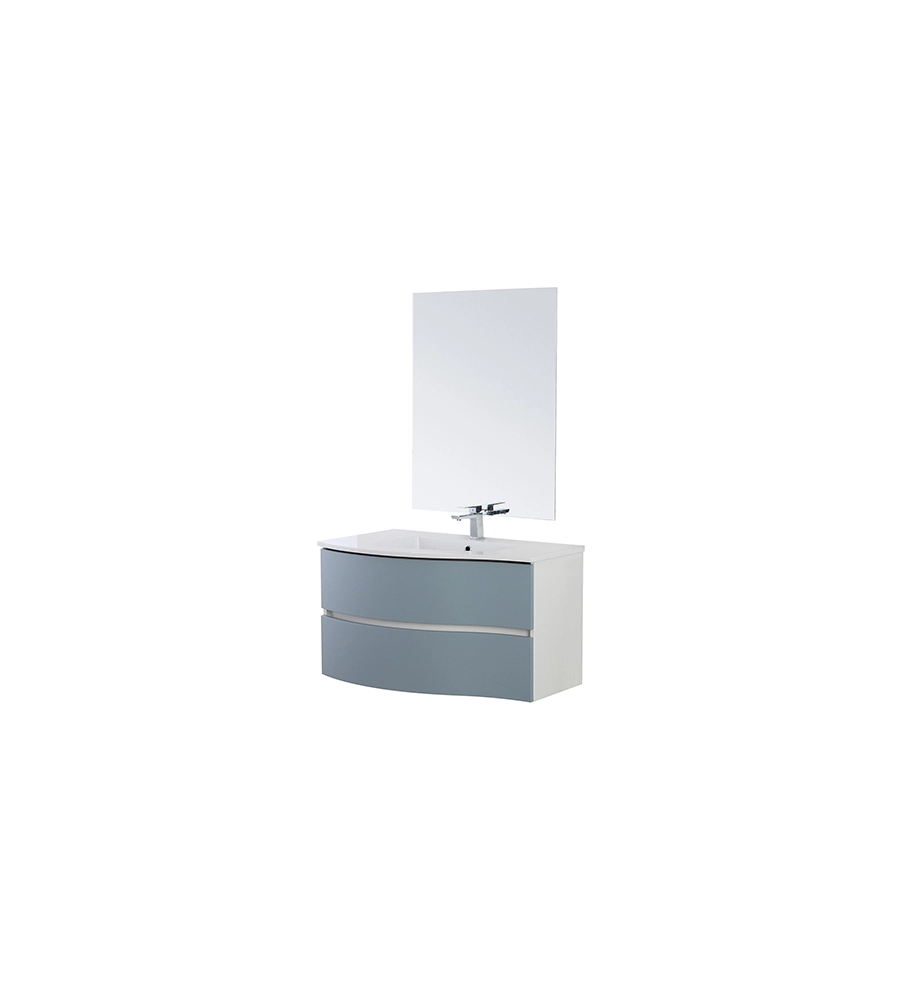MOBILE BAGNO SOSPESO "MINORI" AD ONDA AZZURRO, 91X51,5X50 CM