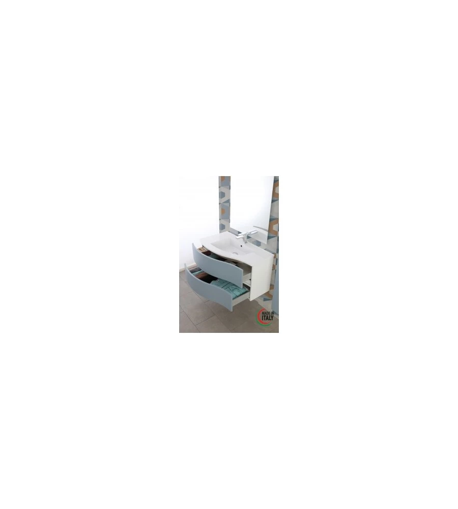 MOBILE BAGNO SOSPESO "MINORI" AD ONDA AZZURRO, 91X51,5X50 CM