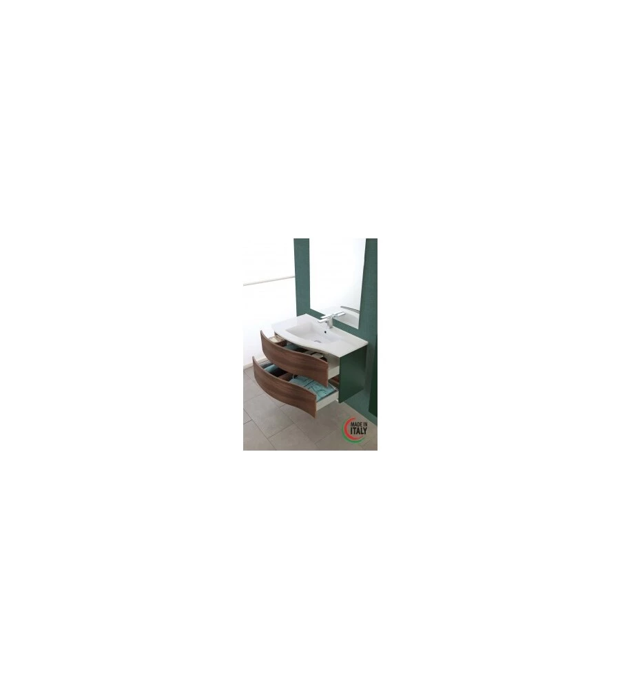 MOBILE BAGNO SOSPESO "MINORI" AD ONDA VERDE, 91X51,5X50 CM