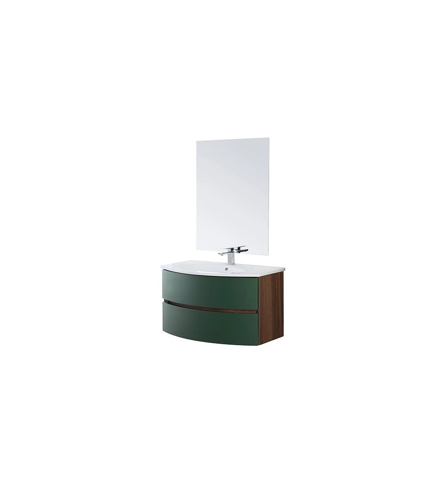 MOBILE BAGNO SOSPESO "MAIORI" VERDE BOTTIGLIA, 91,5X51X50 CM