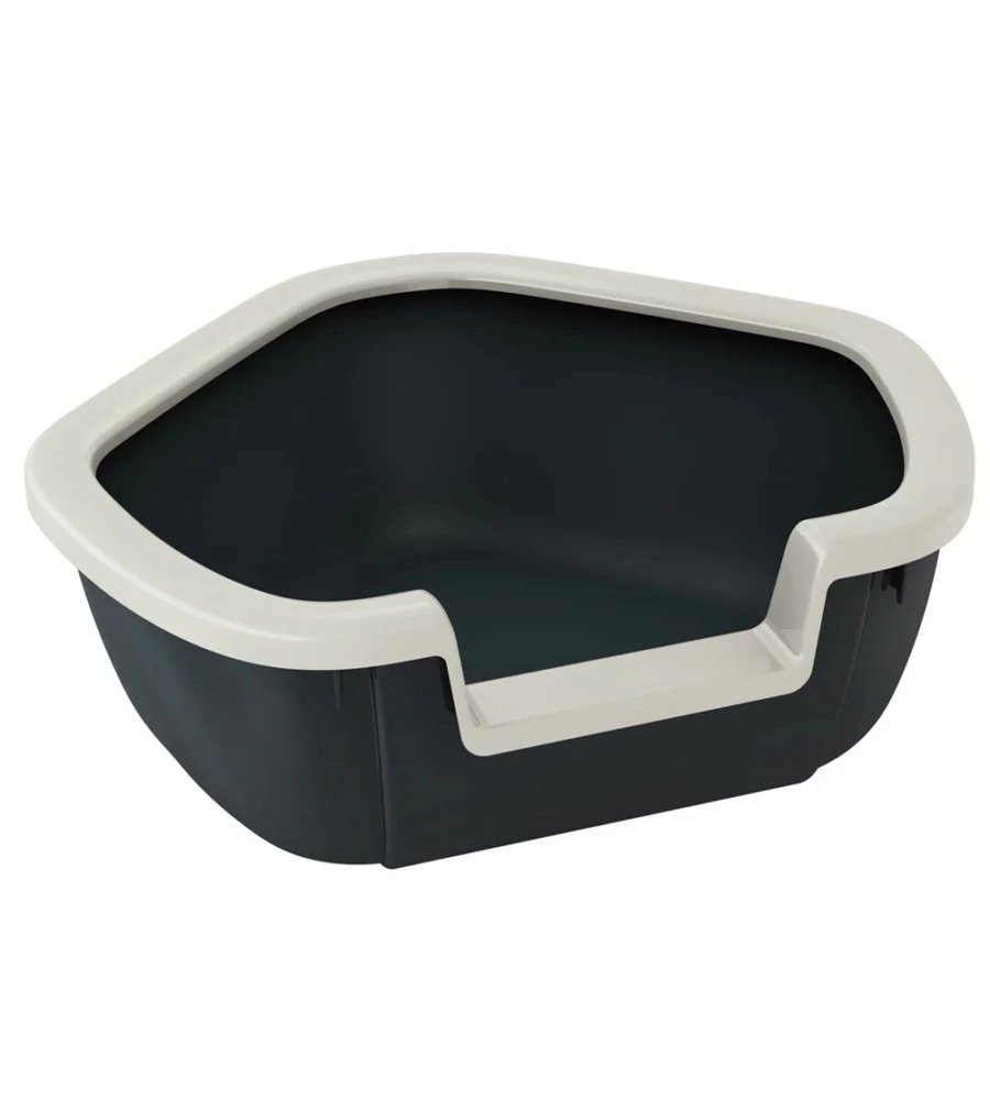 LETTIERA TOILETTE GATTO ANGOLARE APERTA FERPLAST "DAMA" NERO 57,5X51,5X22 CM