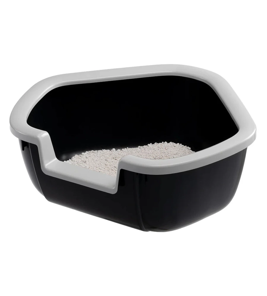 LETTIERA TOILETTE GATTO ANGOLARE APERTA FERPLAST "DAMA" NERO 57,5X51,5X22 CM