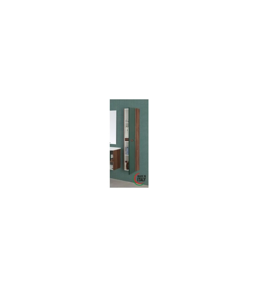 COLONNA PENSILE PER BAGNO NOCE E VERDE BOTTIGLIA, 30X24X150 CM