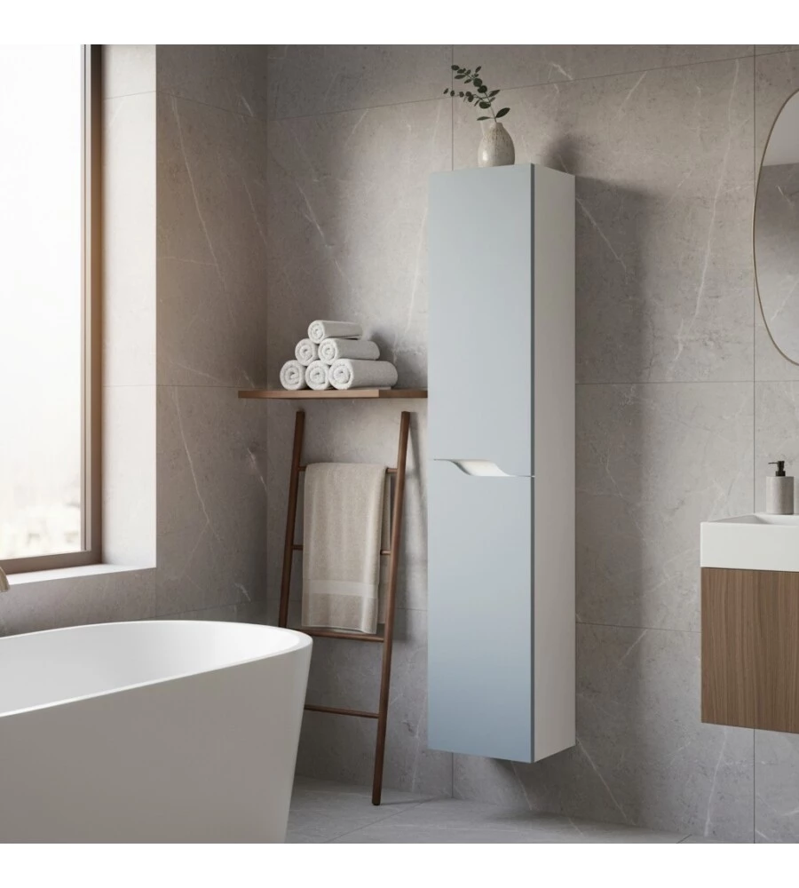 COLONNA PENSILE PER BAGNO AZZURRO POLVERE, 30X24X150 CM
