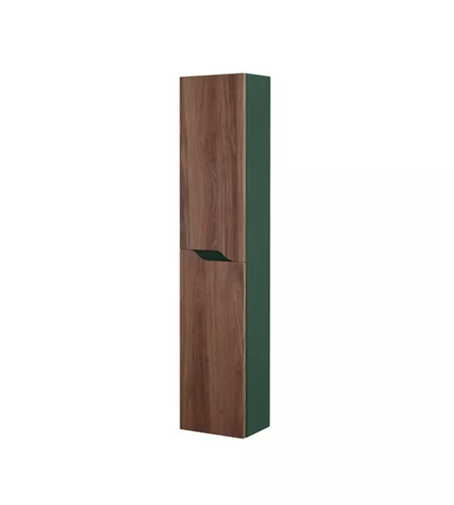 COLONNA PENSILE PER BAGNO NOCE E VERDE BOTTIGLIA, 30X24X150 CM