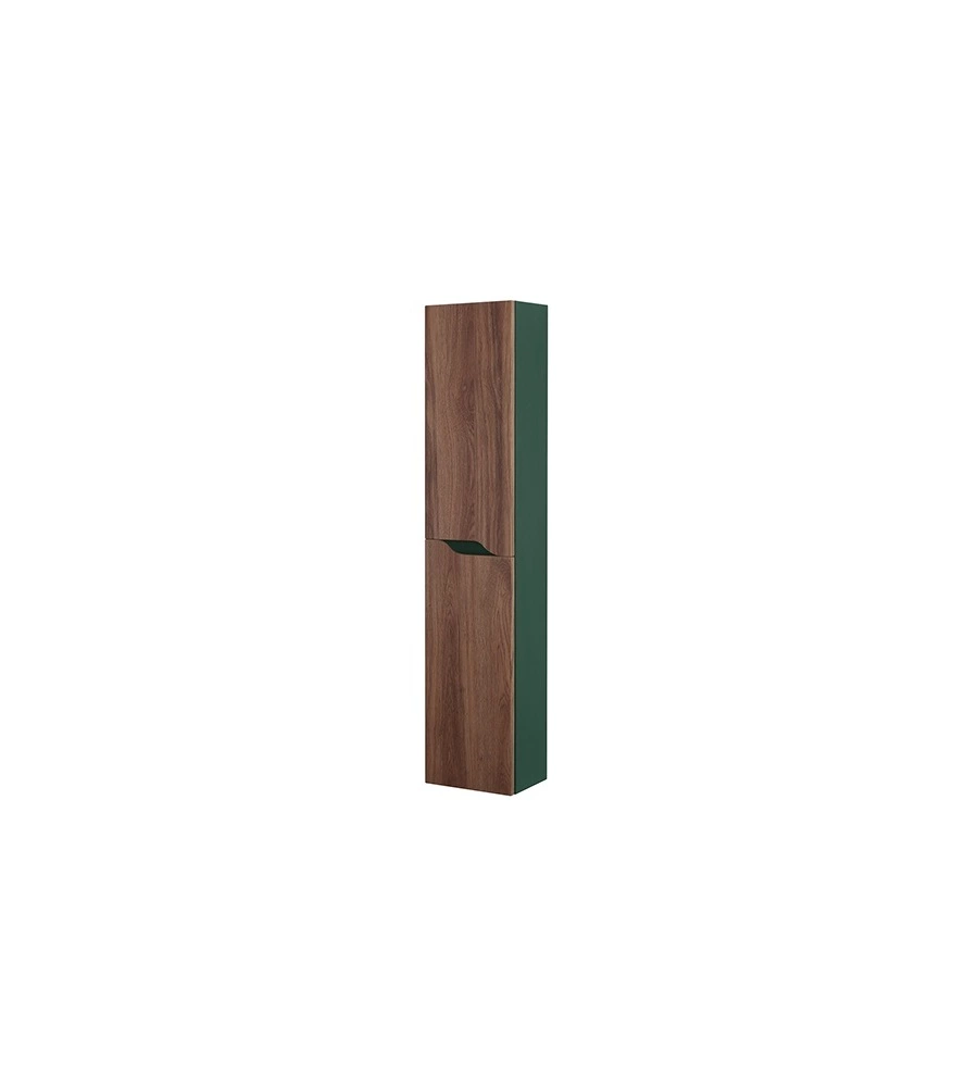 COLONNA PENSILE PER BAGNO NOCE E VERDE BOTTIGLIA, 30X24X150 CM