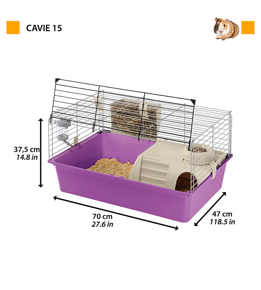 GABBIA PER PORCELLINI D'INDIA "CAVIE 15", 70X47X37,5 CM - FERPLAST