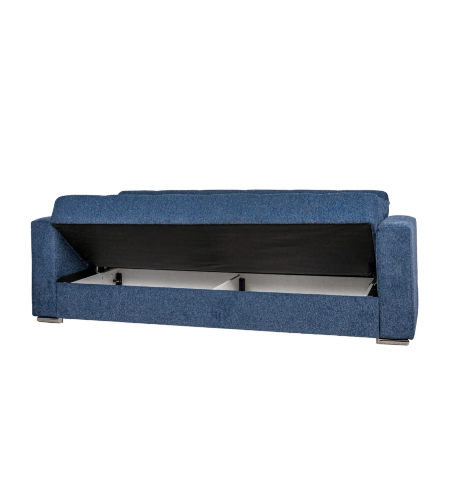 DIVANO LETTO "ATENA" 3 POSTI IN TESSUTO BLU SCURO, 226X85X92 CM