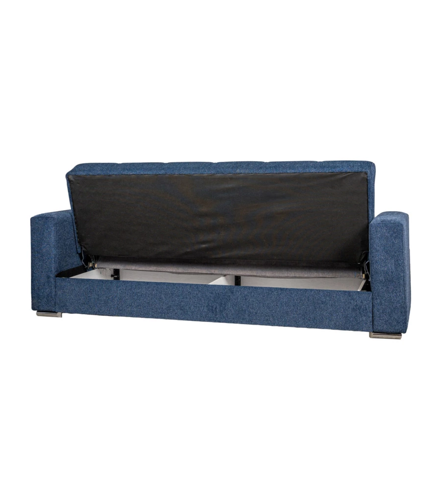 DIVANO LETTO "ATENA" 3 POSTI IN TESSUTO BLU SCURO, 226X85X92 CM