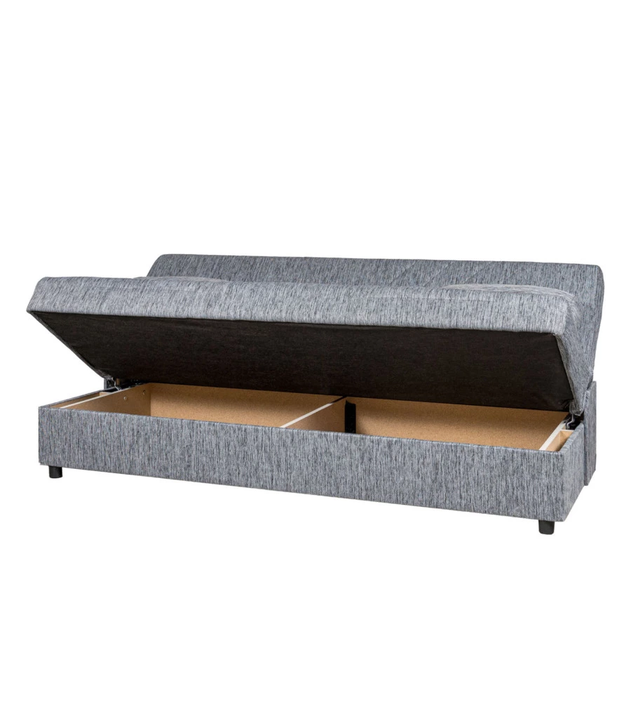 DIVANO LETTO 3 POSTI "FIJI" GRIGIO CON CASSETTONE CONTENITORE, 183X81X89 CM