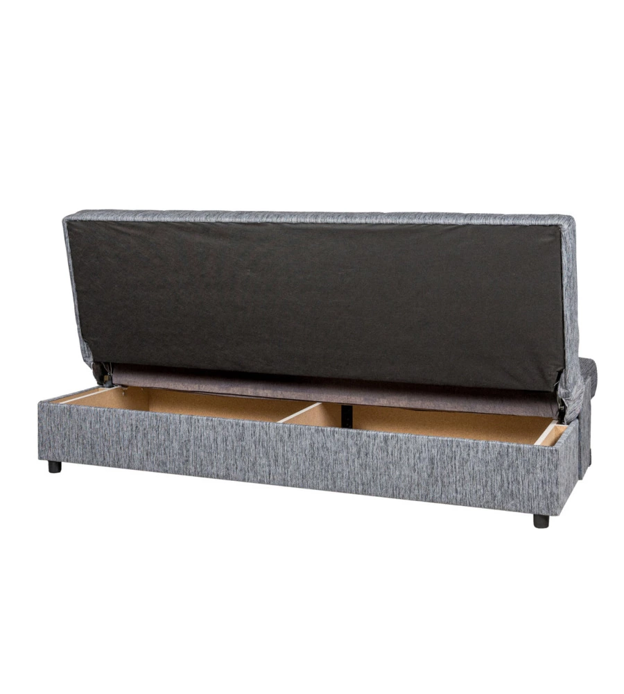 DIVANO LETTO 3 POSTI "FIJI" GRIGIO CON CASSETTONE CONTENITORE, 183X81X89 CM