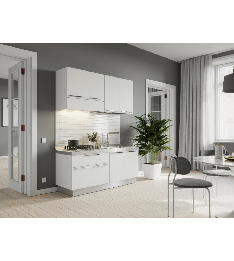 CUCINA "WOODY" BIANCA ELETTRODOMESTICI INCLUSI, 160X60X211 CM