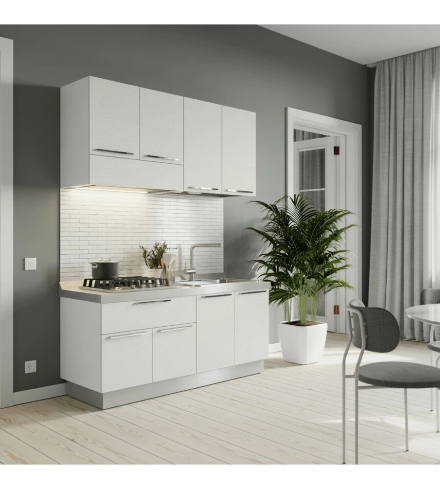 CUCINA "WOODY" BIANCA ELETTRODOMESTICI INCLUSI, 160X60X211 CM