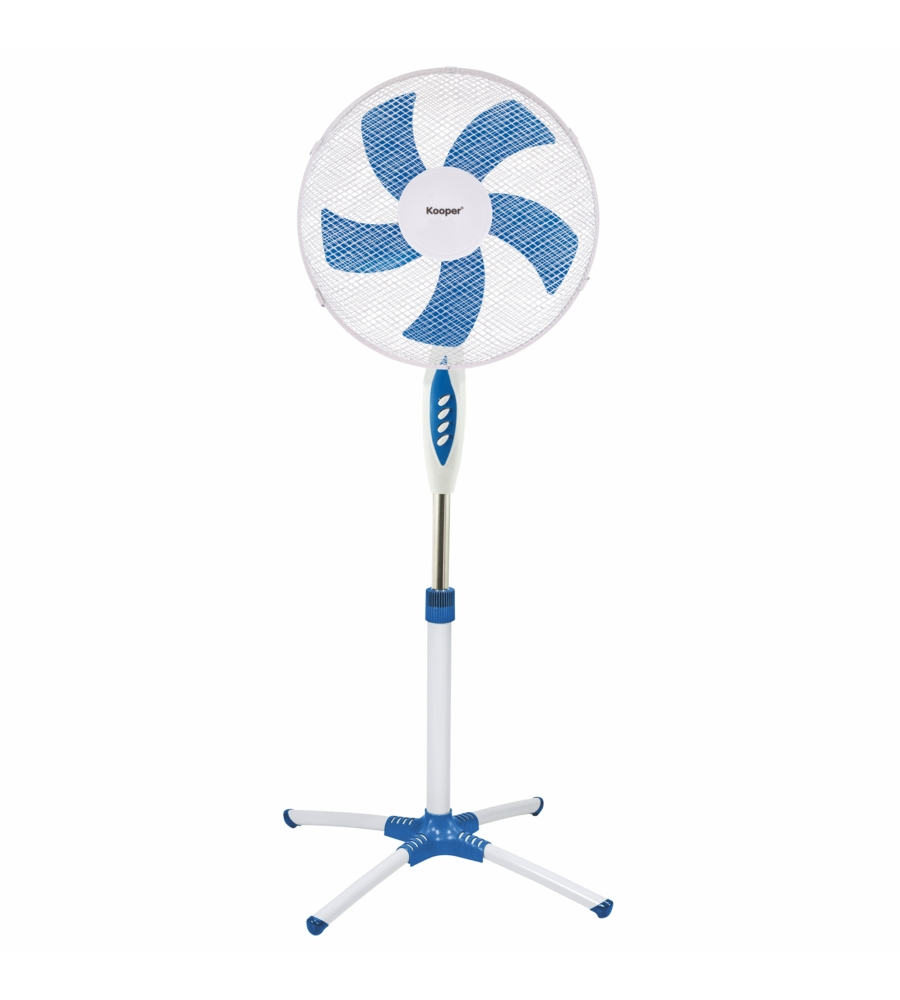 VENTILATORE A PIANTANA 5 PALE COLORE BIANCO E BLU, 130 CM