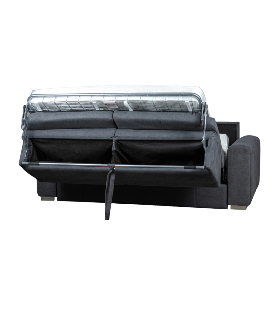 DIVANO LETTO BELLAHOME "LEO" 2 POSTI TESSUTO GRIGIO ANTRACITE, 206X102X90 CM