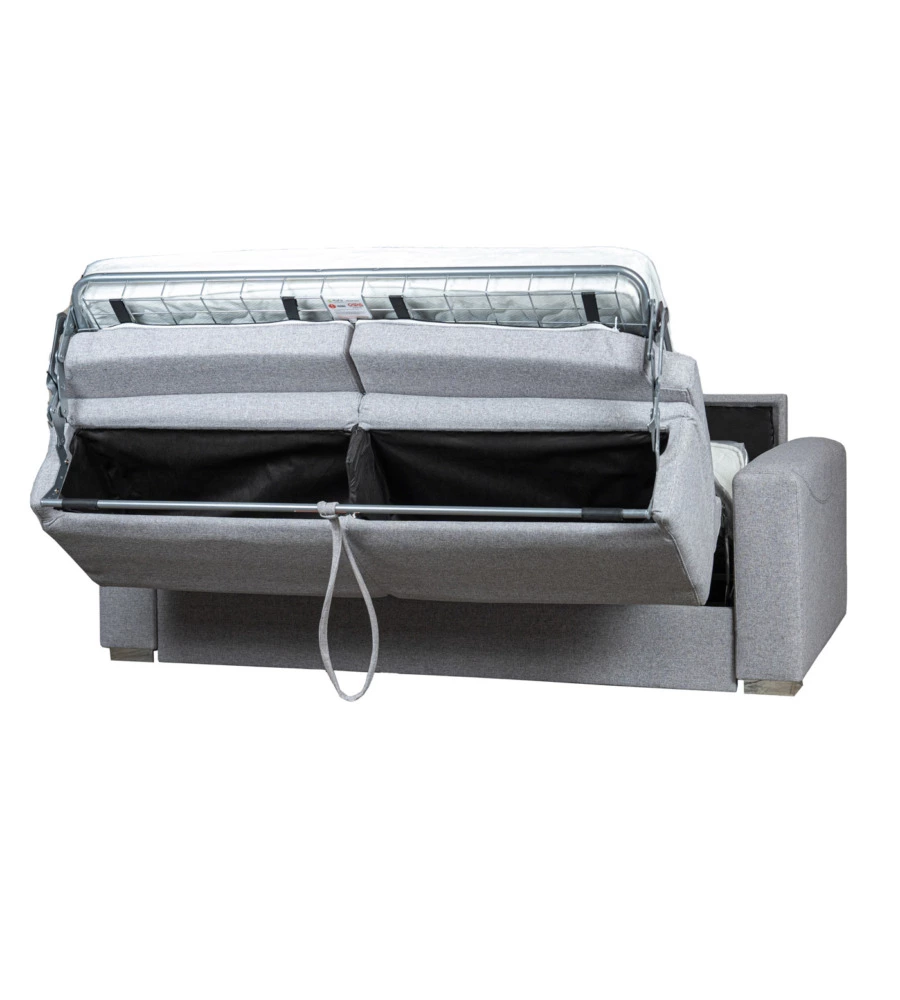DIVANO LETTO 2 POSTI "BARCELONA" IN TESSUTO GRIGIO CHIARO, 205X102X88 CM