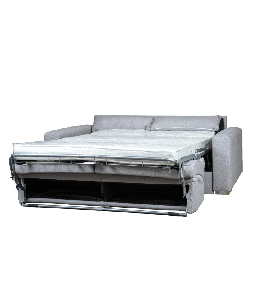 DIVANO LETTO 2 POSTI "BARCELONA" IN TESSUTO GRIGIO CHIARO, 205X102X88 CM