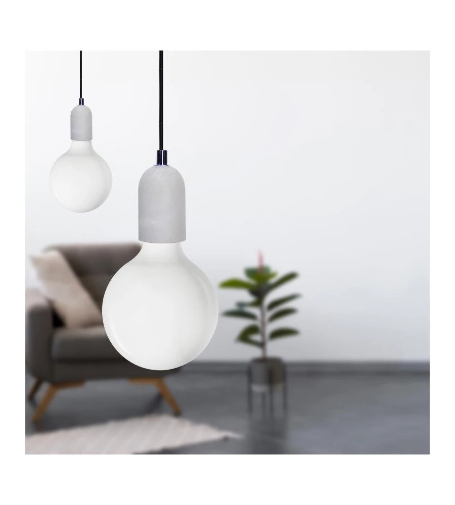 LAMPADA A SOSPENSIONE CEMENTO GRIGIO 1,5 MT, E27