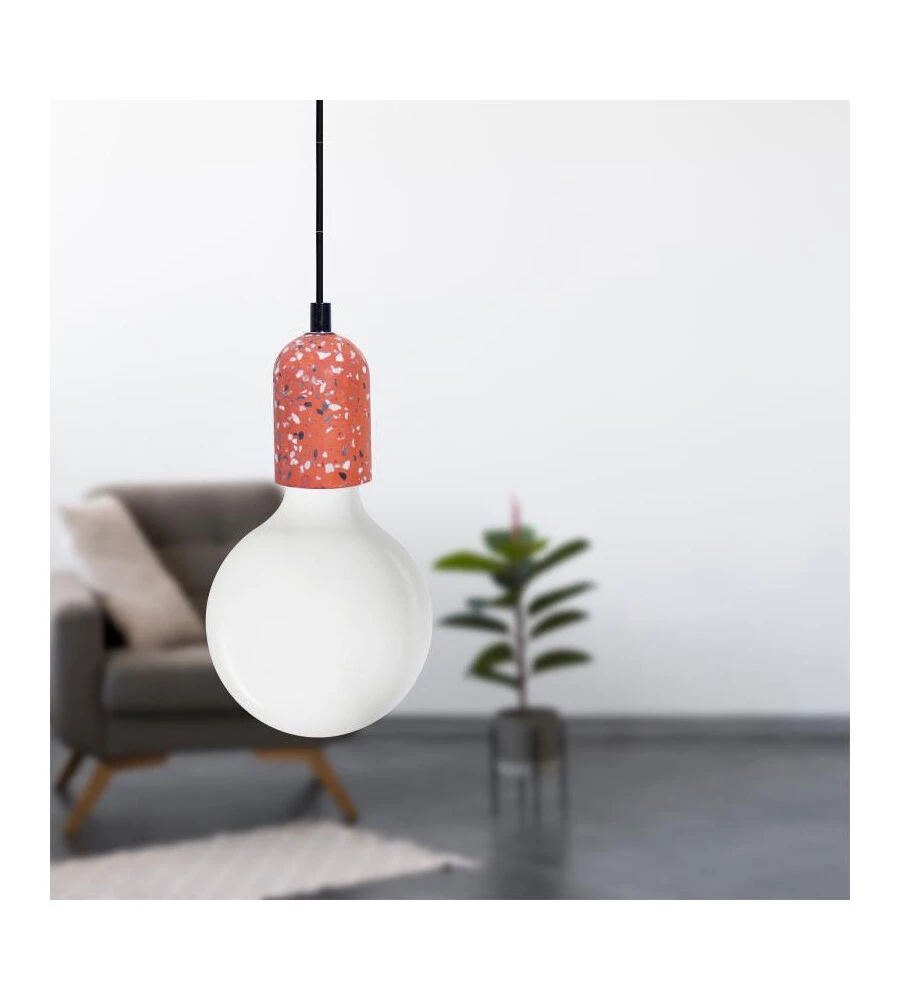 LAMPADA A SOSPENSIONE CEMENTO ROSSA 1,5 MT, E27