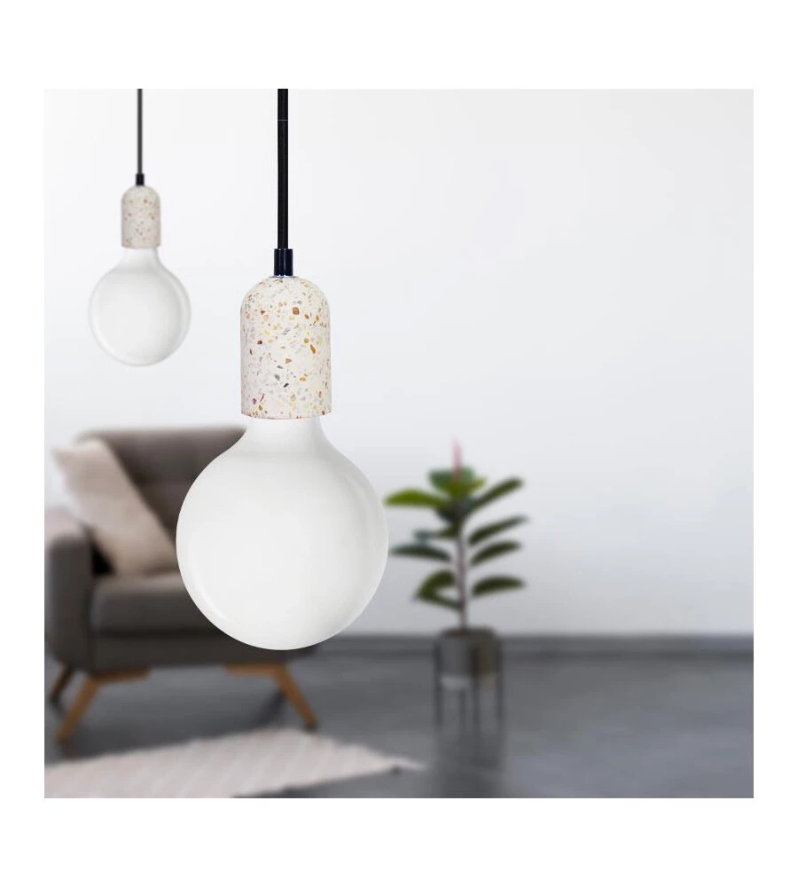LAMPADA A SOSPENSIONE CEMENTO BIANCA 1,5 MT, E27