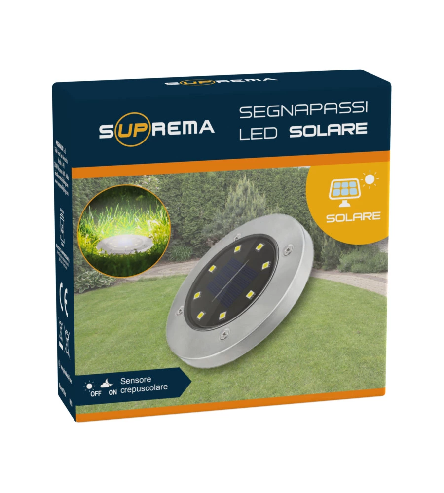 LUCE SOLARE SEGNAPASSI A LED CON SENSORE - 10 LUMEN - 1.2 V