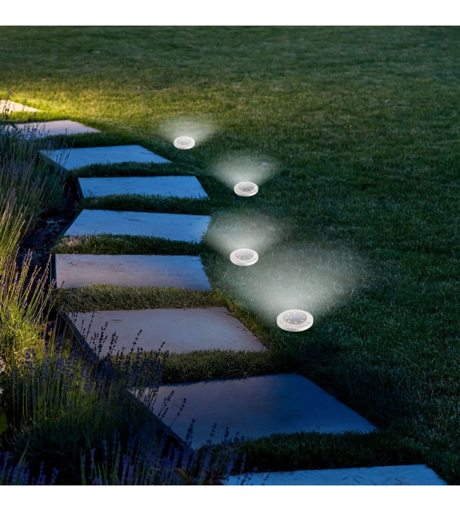 SET 4 LUCI SOLARE SEGNAPASSI A LED CON SENSORE - 10 LUMEN - 1.2 V