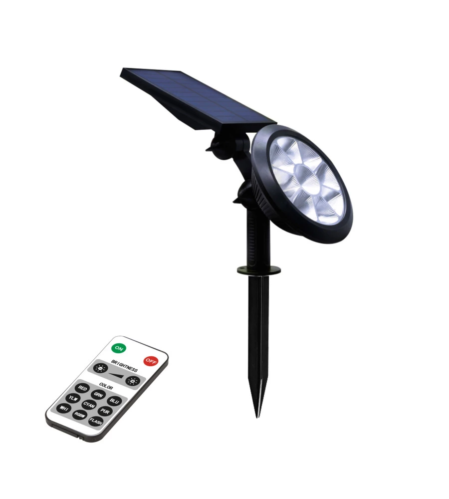 PICCHETTO A LED SOLARE CON LUCE RGB MULTICOLOR E NATURALE - 8 LED
