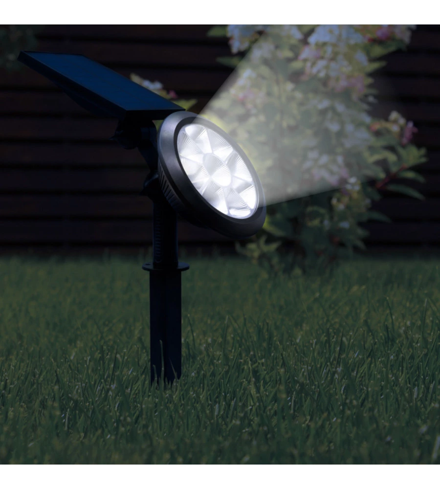 PICCHETTO A LED SOLARE CON LUCE RGB MULTICOLOR E NATURALE - 8 LED