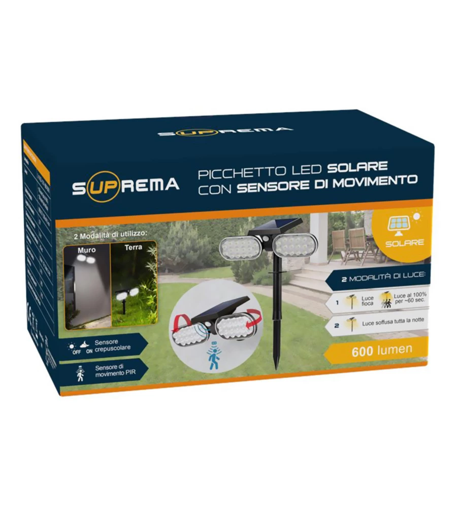 PICCHETTO A LED SOLARE CON SENSORE DI MOVIMENTO - 32 LED