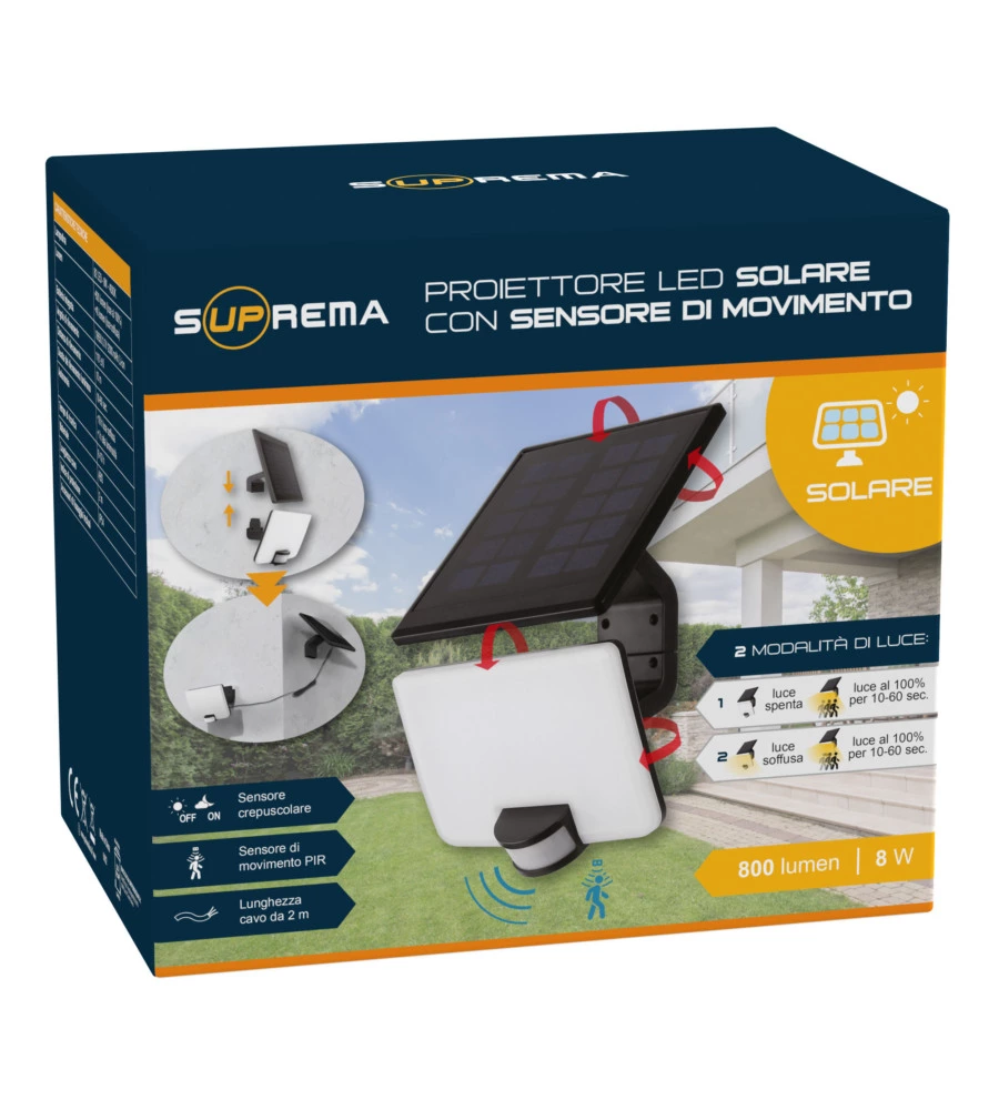 PROIETTORE A LED SOLARE CON SENSORE DI MOVIMENTO - 82 LED