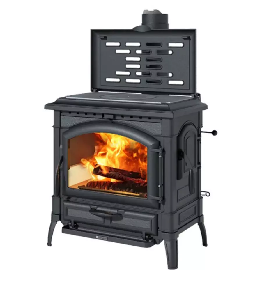 Stufa a legna La Nordica Extraflame "Isotta Evo" piastra con cerchi nero 11 kW