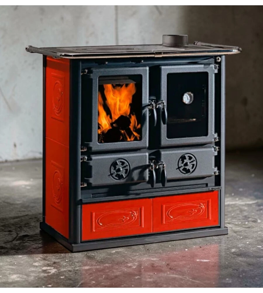 Cucina a legna la Nordica Extraflame "Rosetta Liberty" bordeaux 7,9 Kw