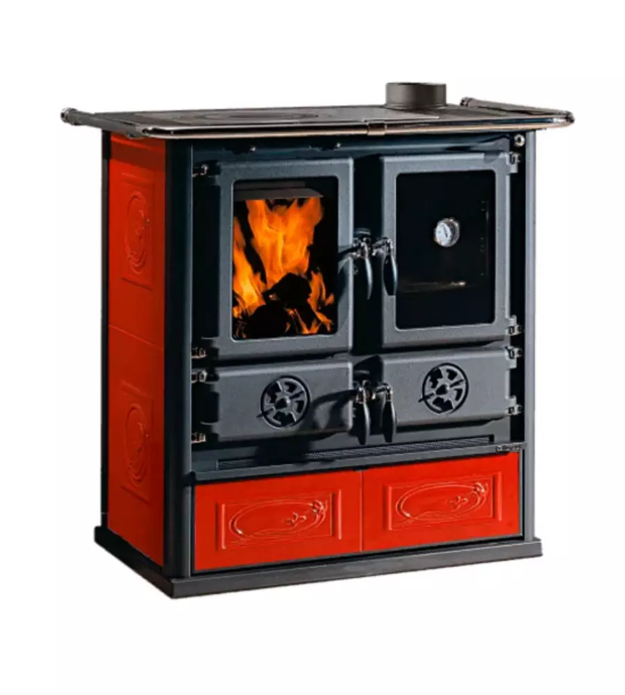 Cucina a legna la Nordica Extraflame "Rosetta Liberty" bordeaux 7,9 Kw