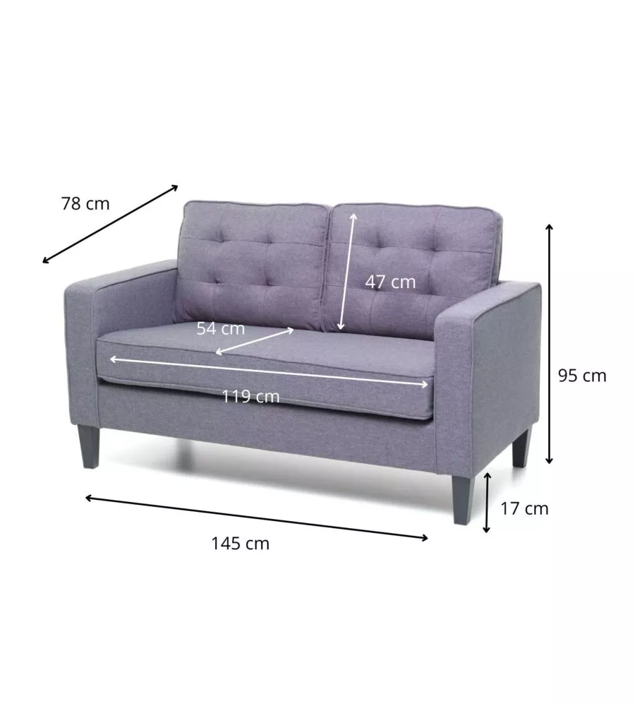 DIVANO "RIVER" 2 POSTI BLU JEANS, 145X78X95 CM
