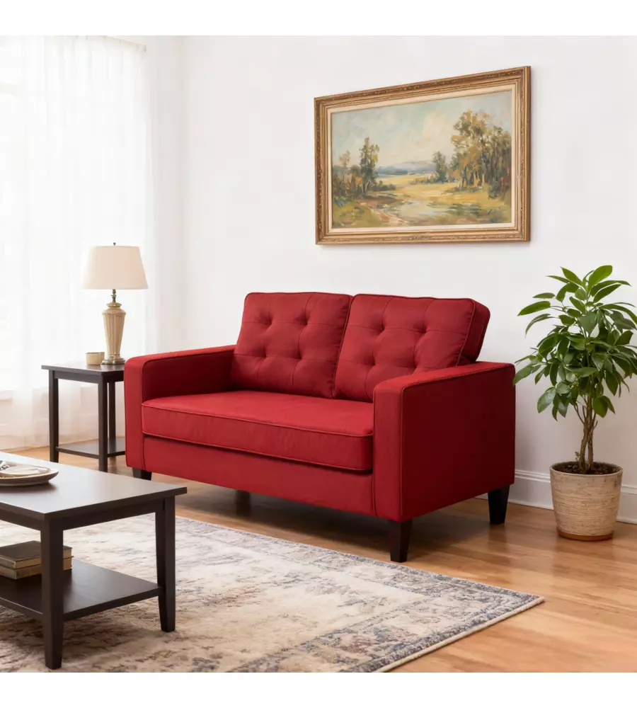 DIVANO "RIVER" 2 POSTI ROSSO, 145X78X95 CM