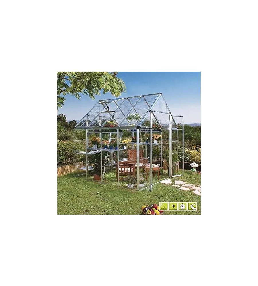 SERRA PER GIARDINO IN POLICARBONATO "DORITIS MEDIUM", 185X184X209 CM -VERDEMAX
