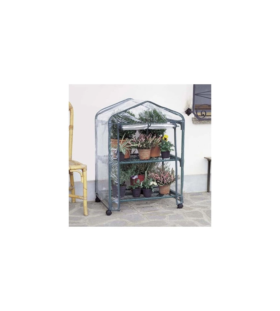 SERRA DA GIARDINO VERDEMAX "AZALEA" CON 2 RIPIANI E RUOTE 70X50X98 CM