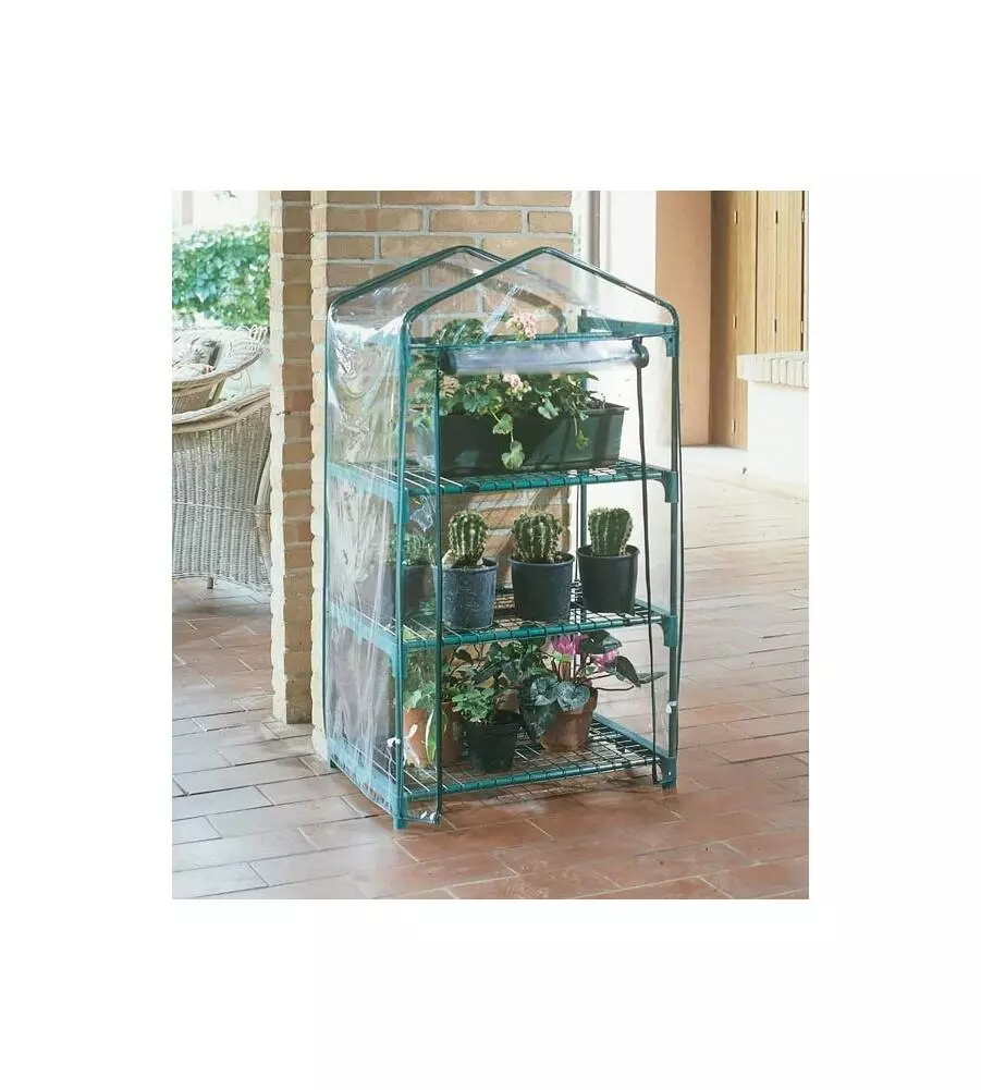 SERRA DA GIARDINO AZALEA CON 3 RIPIANI E RUOTE, 70X50X131 CM - VERDEMAX