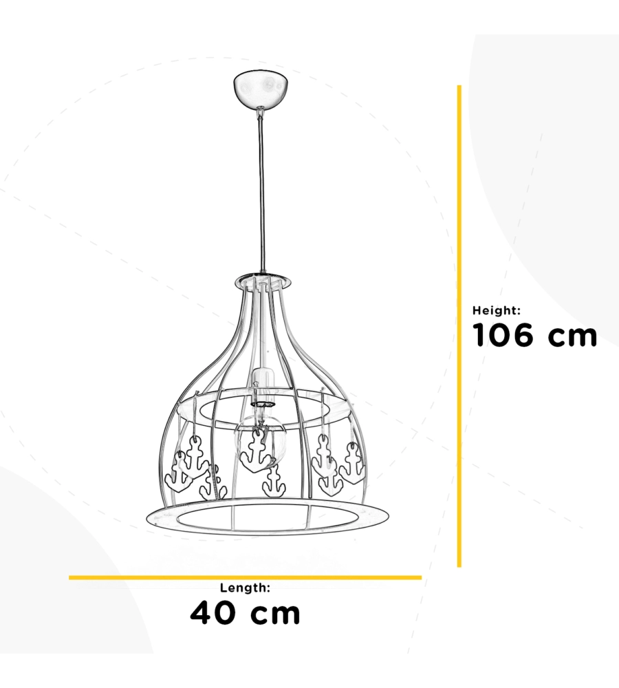 LAMPADA A SOSPENSIONE "ANCORINA" BIANCA E BLU, E27