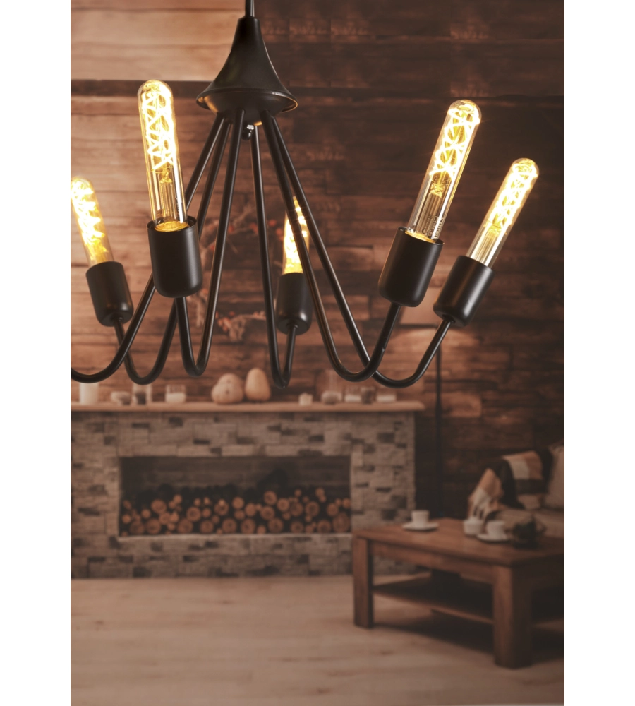 LAMPADARIO "BILLY" IN METALLO NERO, E27